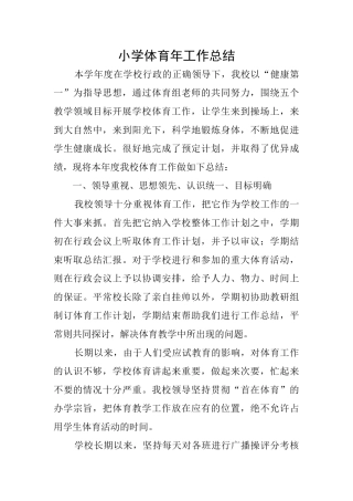 小学体育年工作总结