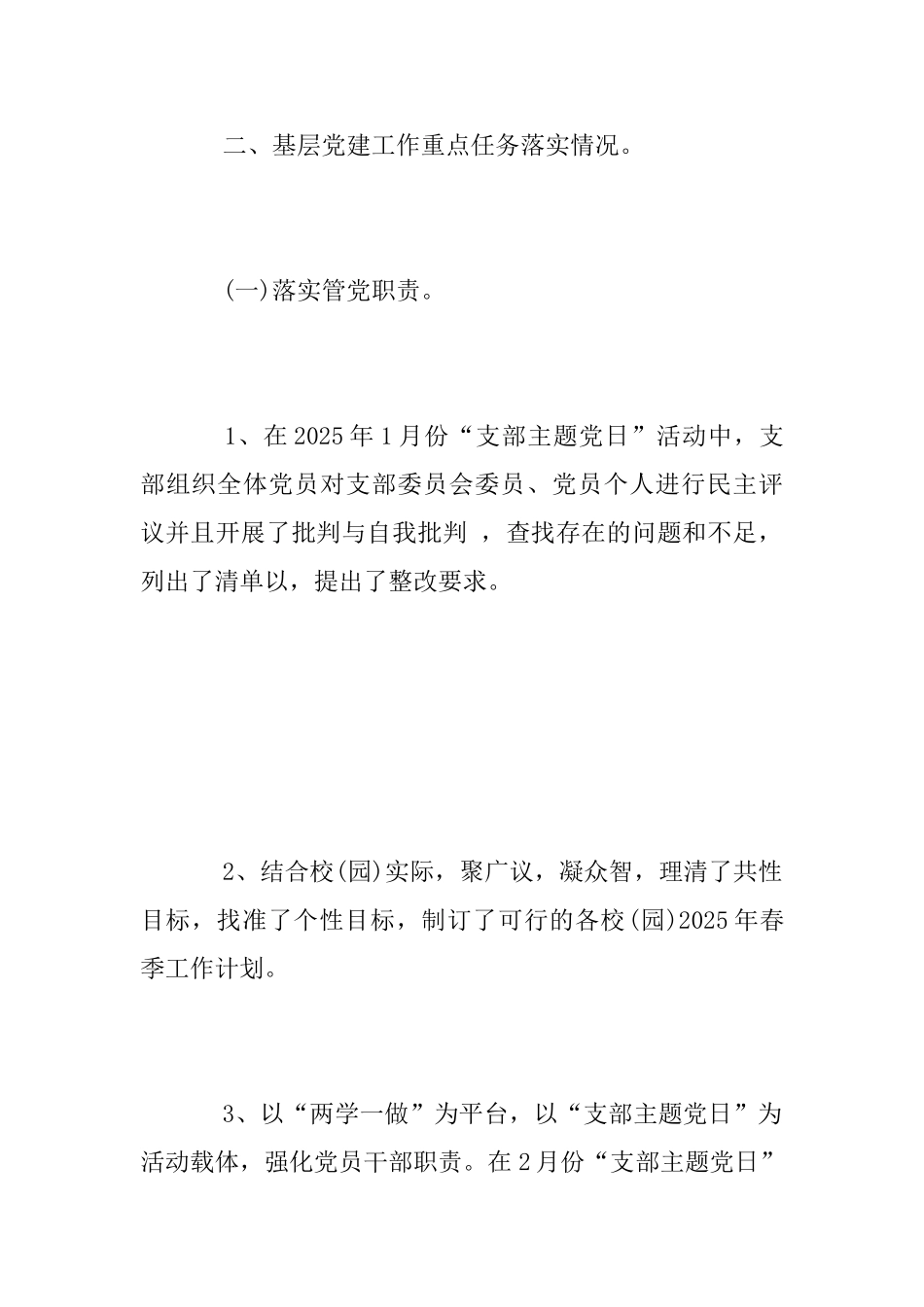 小学党支部书记2025年上半年党建工作述职报告_第2页