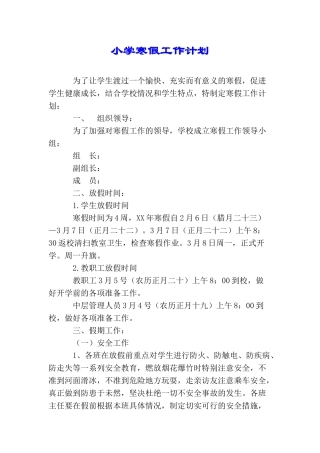 小学寒假工作计划