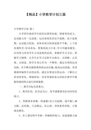 小学教学计划三篇
