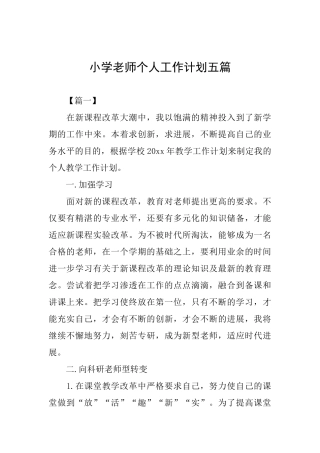 小学教师个人工作计划五篇