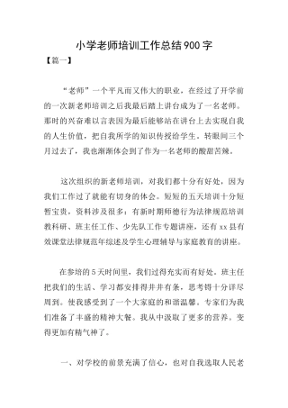 小学教师培训工作总结900字