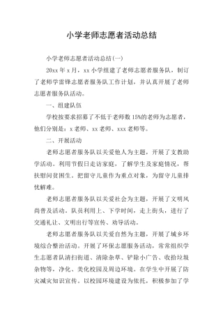 小学教师志愿者活动总结