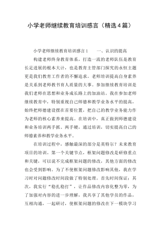 小学教师继续教育培训感言