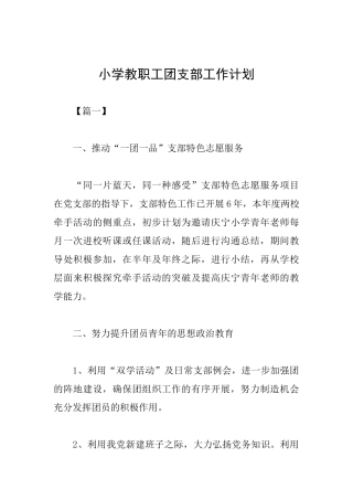 小学教职工团支部工作计划