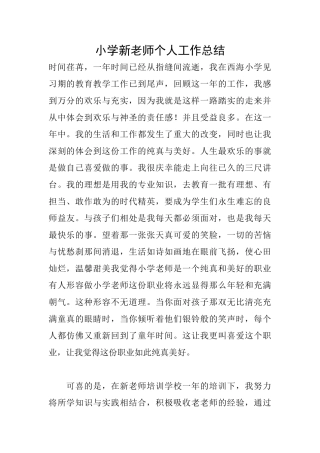 小学新教师个人工作总结