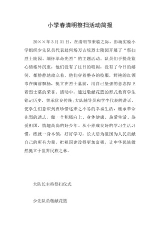 小学春清明祭扫活动简报