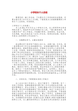 小学校长个人总结