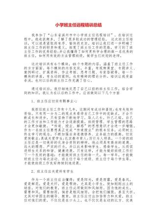 小学班主任远程培训总结