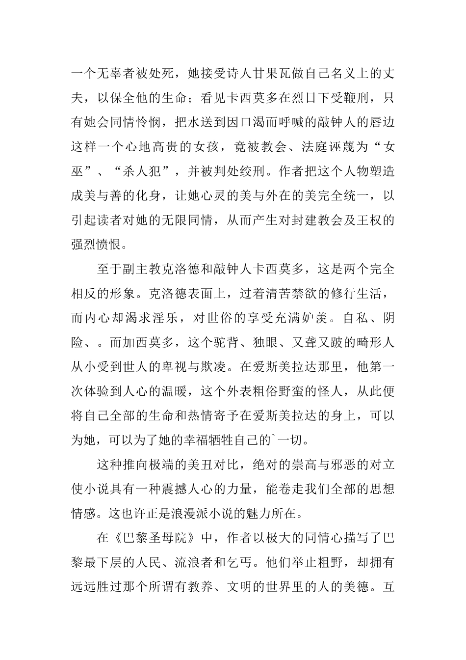 小学生《巴黎圣母院》读后感_第3页