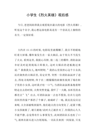 小学生《烈火英雄》观后感