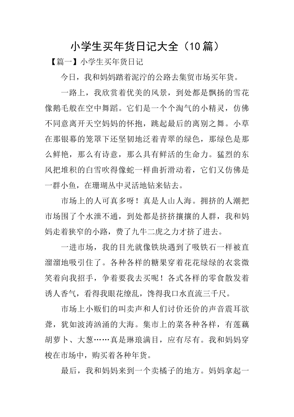 小学生买年货日记大全_第1页