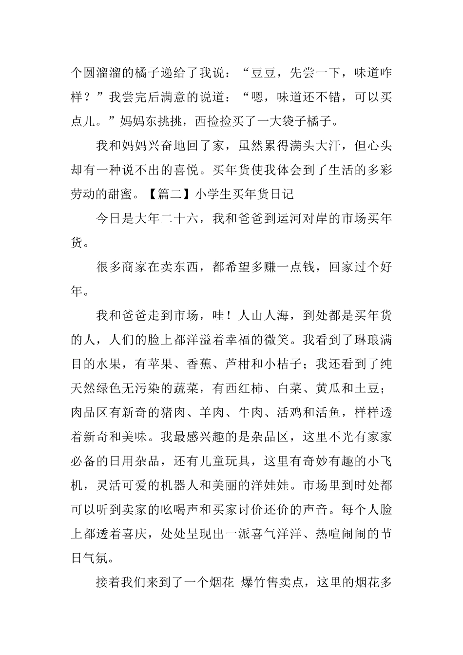 小学生买年货日记大全_第2页