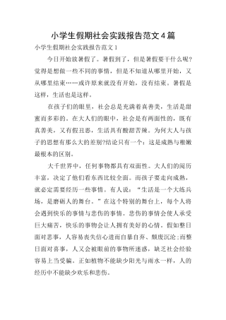 小学生假期社会实践报告范文4篇
