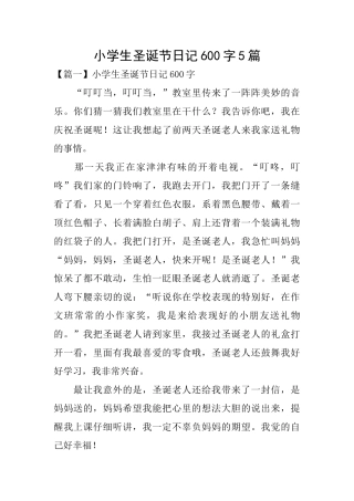 小学生圣诞节日记600字5篇