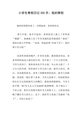 小学生寒假日记300字：我的寒假