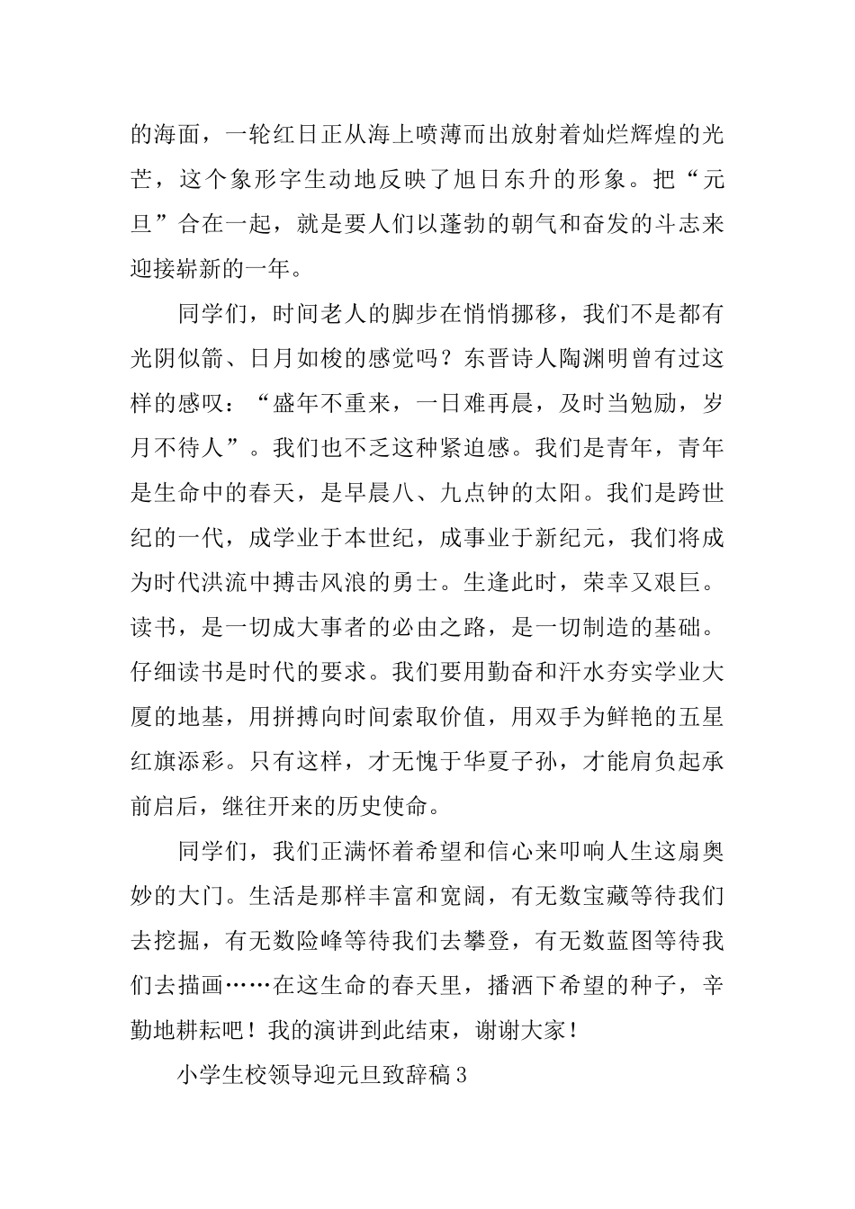 小学生校领导迎元旦致辞稿_第3页