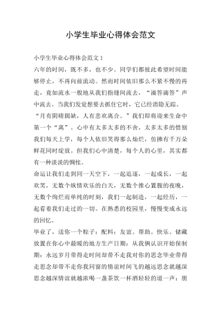 小学生毕业心得体会范文