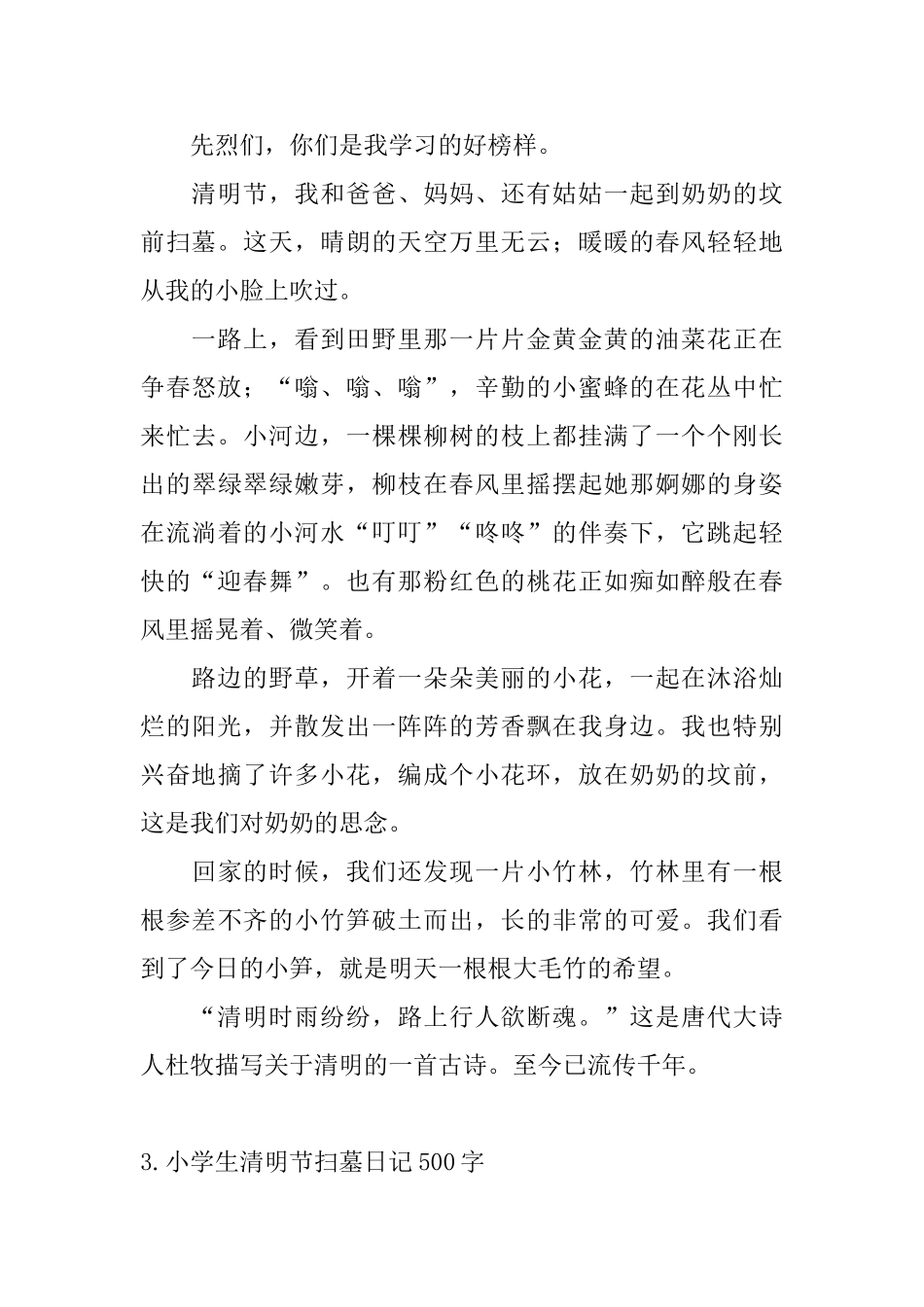 小学生清明节扫墓日记500字5篇_第3页