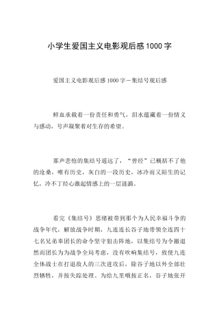 小学生爱国主义电影观后感1000字