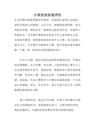 小学生的自我评价