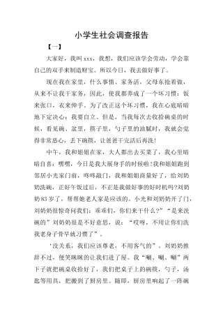 小学生社会调查报告