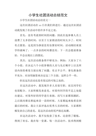 小学生社团活动总结范文