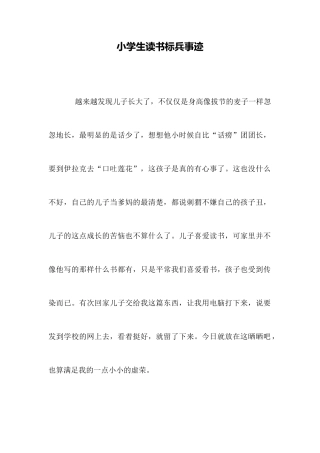小学生读书标兵事迹