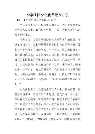 小学生除夕之夜日记500字