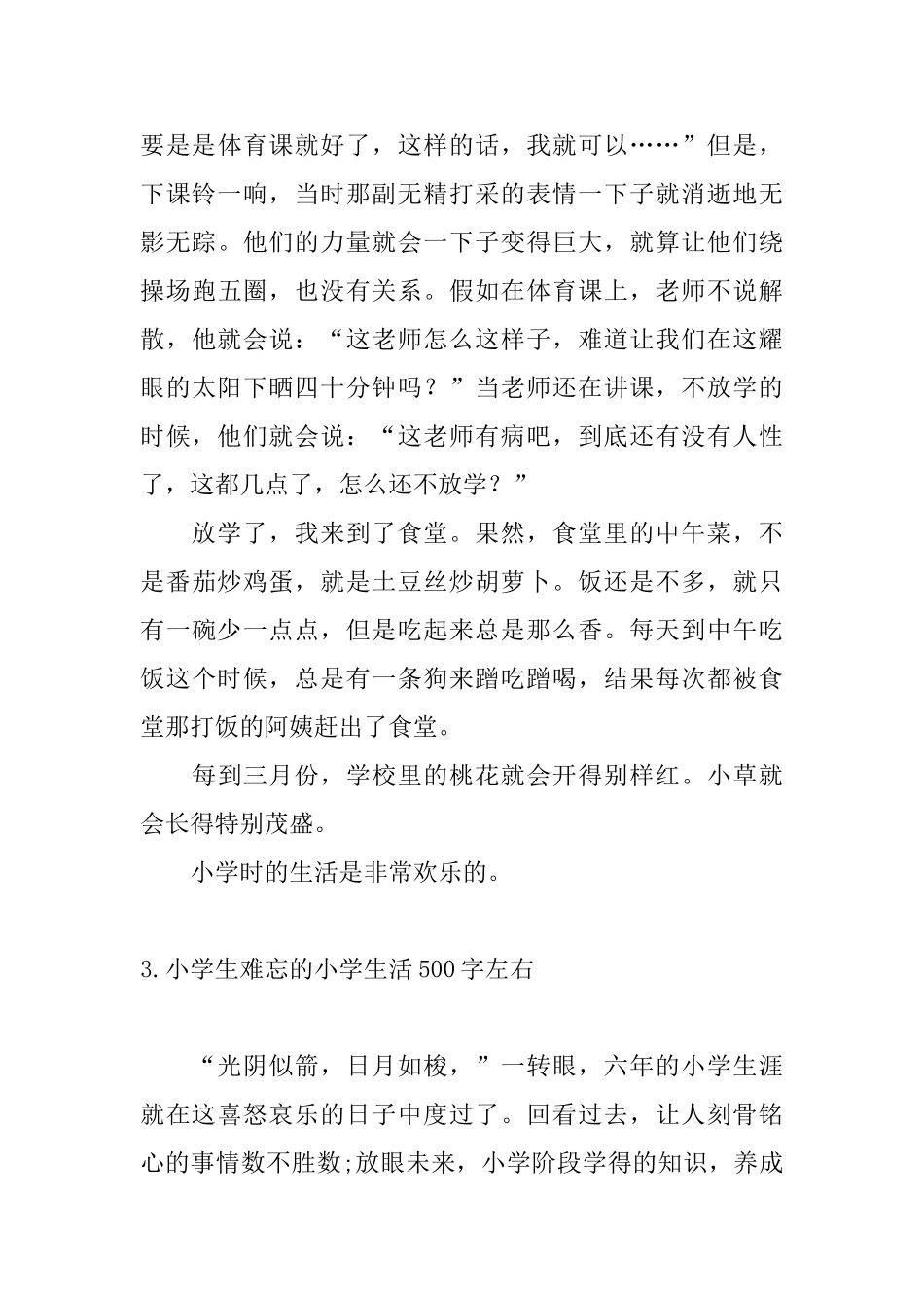 小学生难忘的小学生活500字左右_第3页