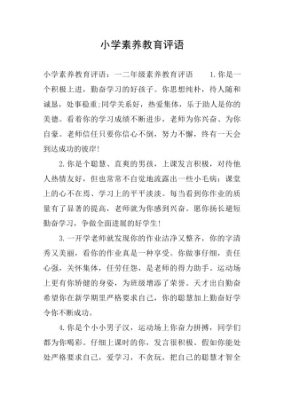 小学素质教育评语
