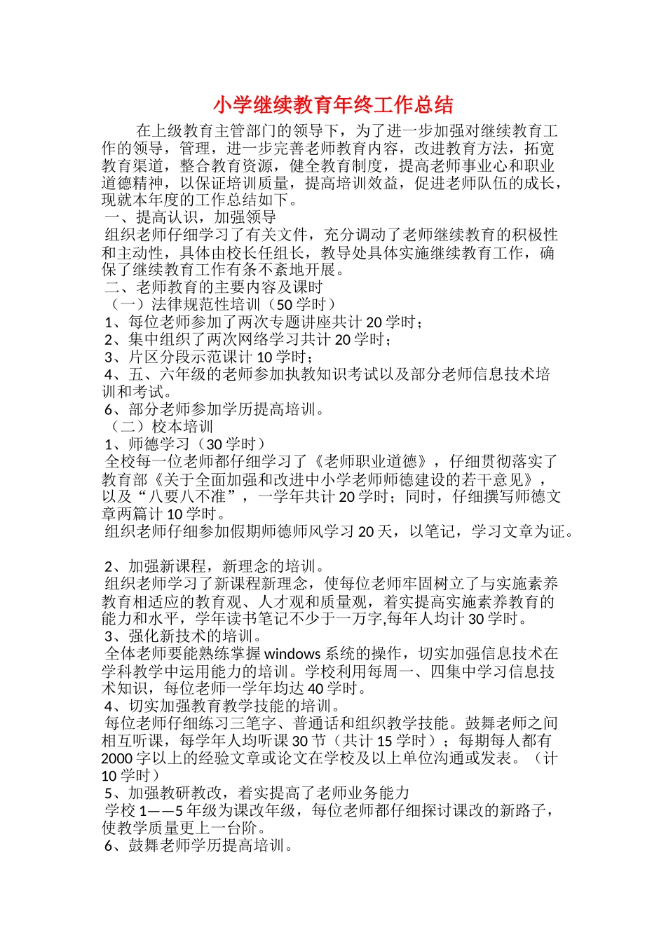 小学继续教育年终工作总结_第1页