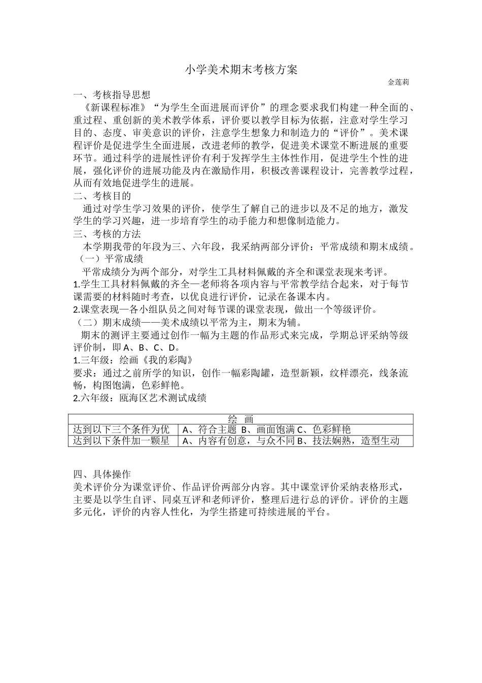 小学美术考核方案_第1页