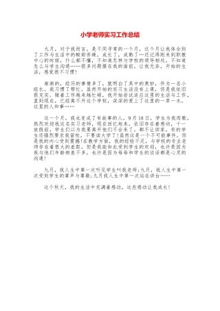 小学老师实习工作总结
