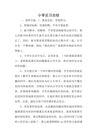 小学见习总结