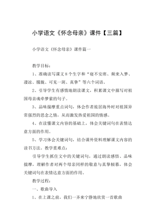 小学语文《怀念母亲》课件