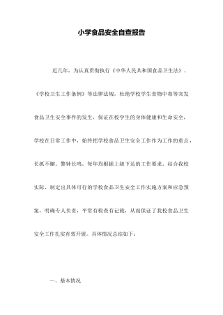 小学食品安全自查报告