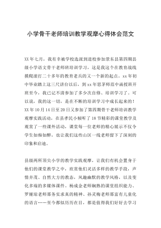小学骨干教师培训教学观摩心得体会范文