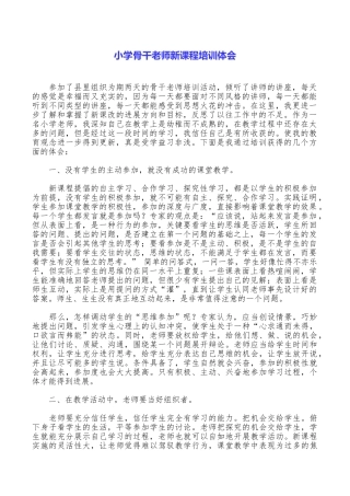 小学骨干教师新课程培训体会