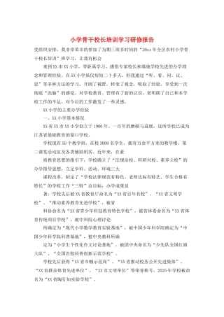 小学骨干校长培训学习研修报告