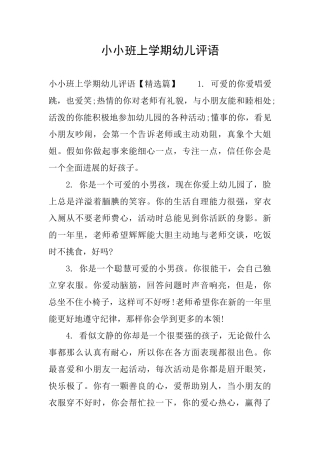 小小班上学期幼儿评语