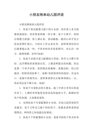 小朋友刚来幼儿园评语