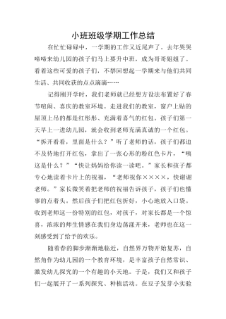 小班班级学期工作总结