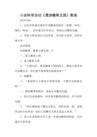 小班科学活动《漫游糖果王国》教案