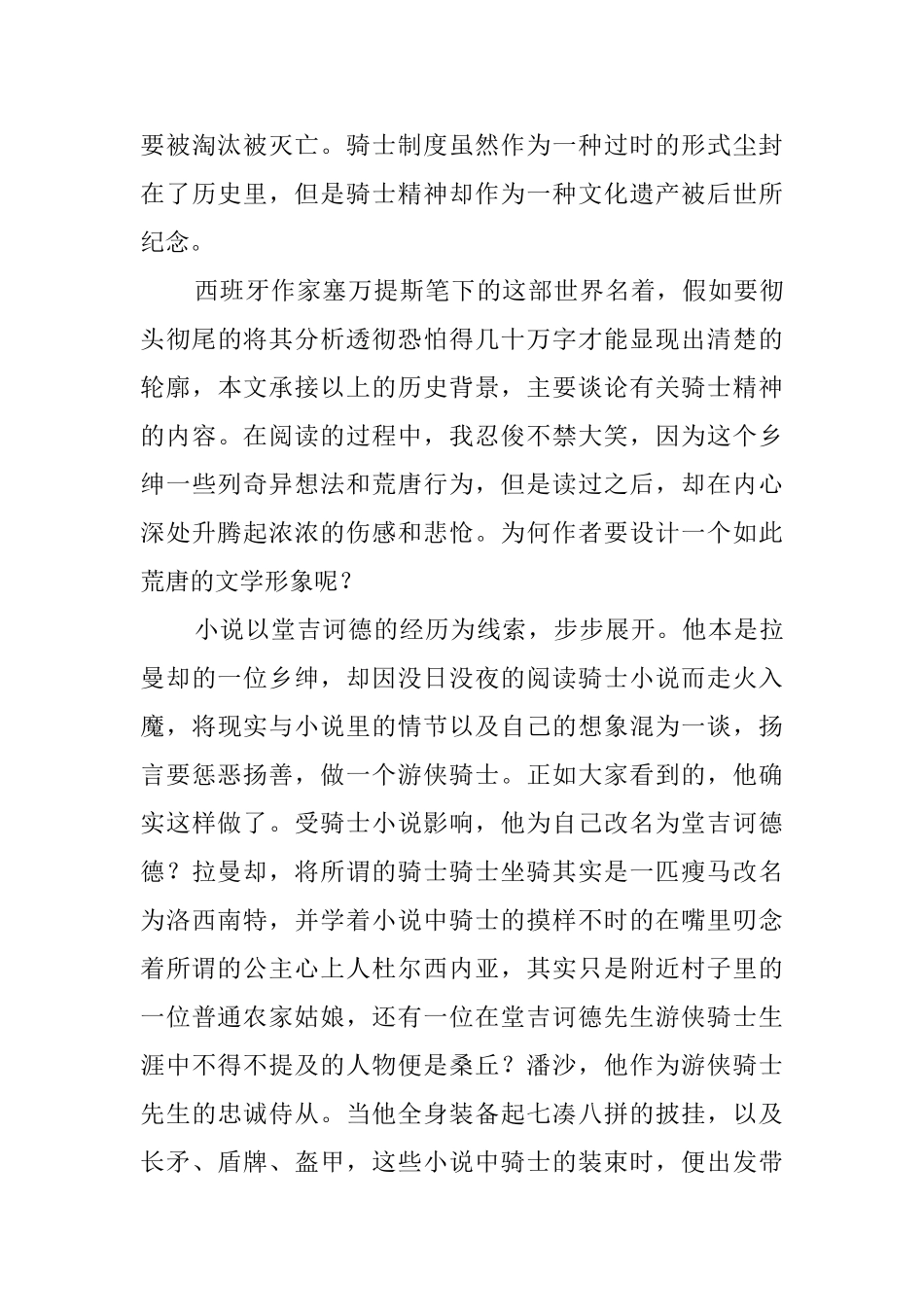 小说堂吉诃德读后感_第2页