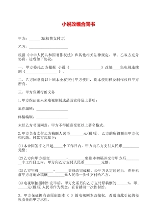 小说改编合同书——