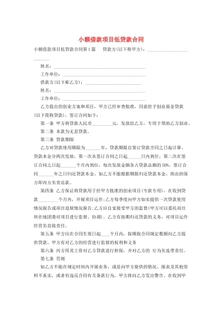 小额借款项目低贷款合同