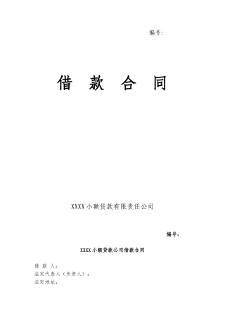 小额贷款公司借款合同