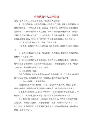 少先队员个人工作总结