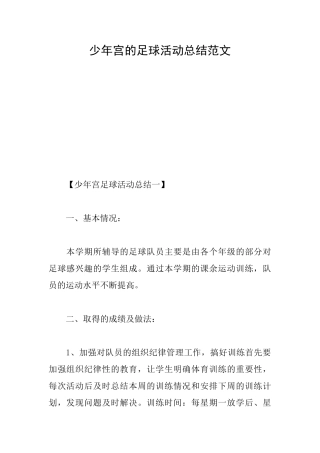 少年宫的足球活动总结范文